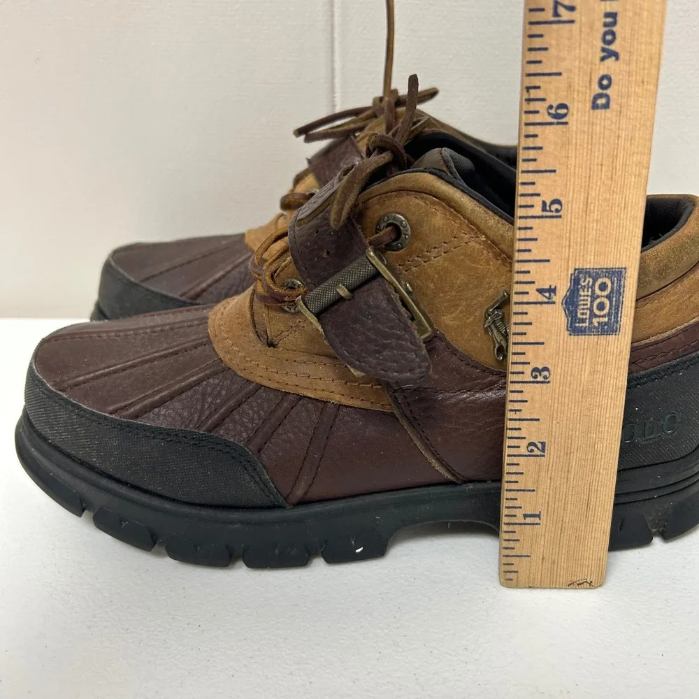 Polo Ralph Lauren Dover III Duck Boots Mens 7.5D Brown Leather Buckle Strap